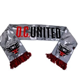Ruffneck DC United MLS Soccer Scarf Grey Camo Knit Fringe Fan Scarf Accessory